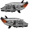 DIY Solutions - Left And Right Halogen Headlight Assembly Set Of 2 - Clear Lens - 2011 - 2020 Toyota Sienna - LHT03779