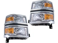DIY Solutions - Headlight - Set Of 2 - Chrome Bezel - Non Projection Style - 2014 - 2015 Chevrolet Silverado 1500 - LHT04017