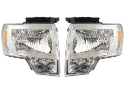 DIY Solutions - Halogen Headlight Assembly Set Of 2 - Chrome - 2009 - 2014 Ford F150 - LHT04032