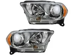 DIY Solutions - Halogen Headlight Assembly - Set Of 2 - With Chrome Bezel - 2011 - 2013 Dodge Durango - LHT03760