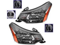 DIY Solutions - Halogen Headlight Assembly Set Of 2 - Black With Chrome Trim - 2010 - 2011 Ford Focus SES Sedan / 2009 - 2010 Ford Focus 2-Door Coupe - LHT03762